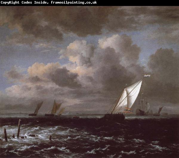 Jacob van Ruisdael Sailing vessels in a Fresh Breeze